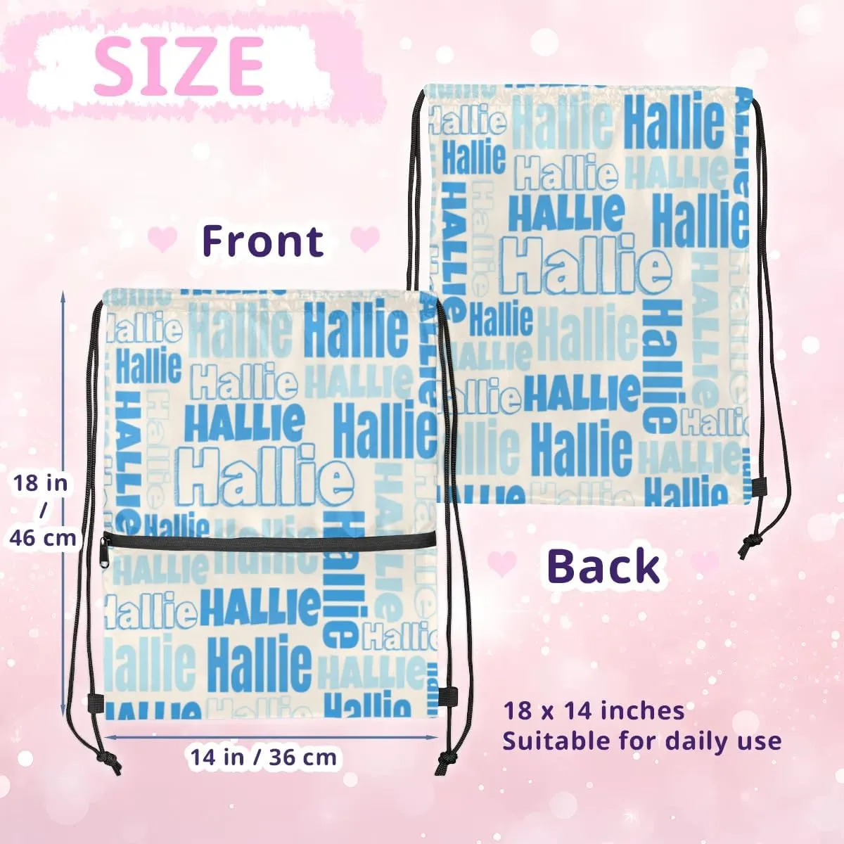 Personalized Drawstring Bags Drawstring Backpack for Kids, Small Gym Drawstring Bags for Gymnastics Sport Hiking Blue