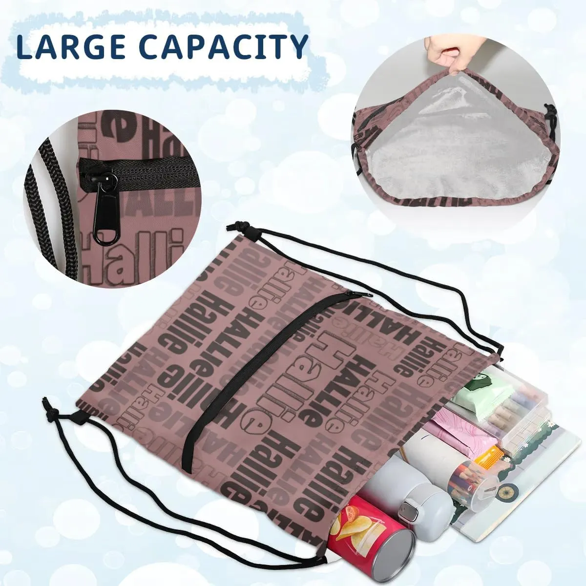 Personalized Drawstring Bags Drawstring Backpack for Kids, Small Gym Drawstring Bags for Gymnastics Sport Hiking Brown Red