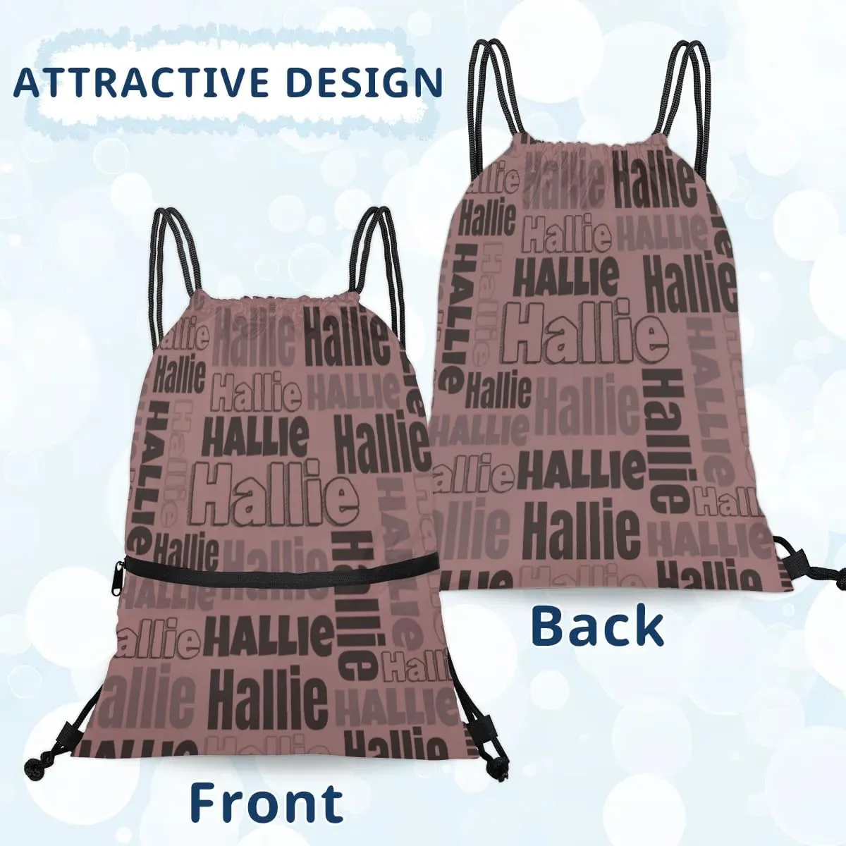 Personalized Drawstring Bags Drawstring Backpack for Kids, Small Gym Drawstring Bags for Gymnastics Sport Hiking Brown Red