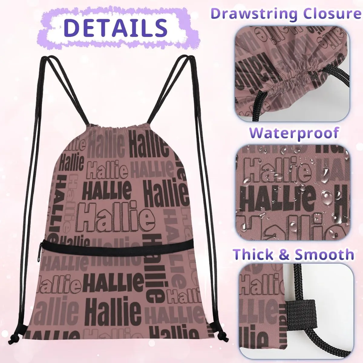 Personalized Drawstring Bags Drawstring Backpack for Kids, Small Gym Drawstring Bags for Gymnastics Sport Hiking Brown Red