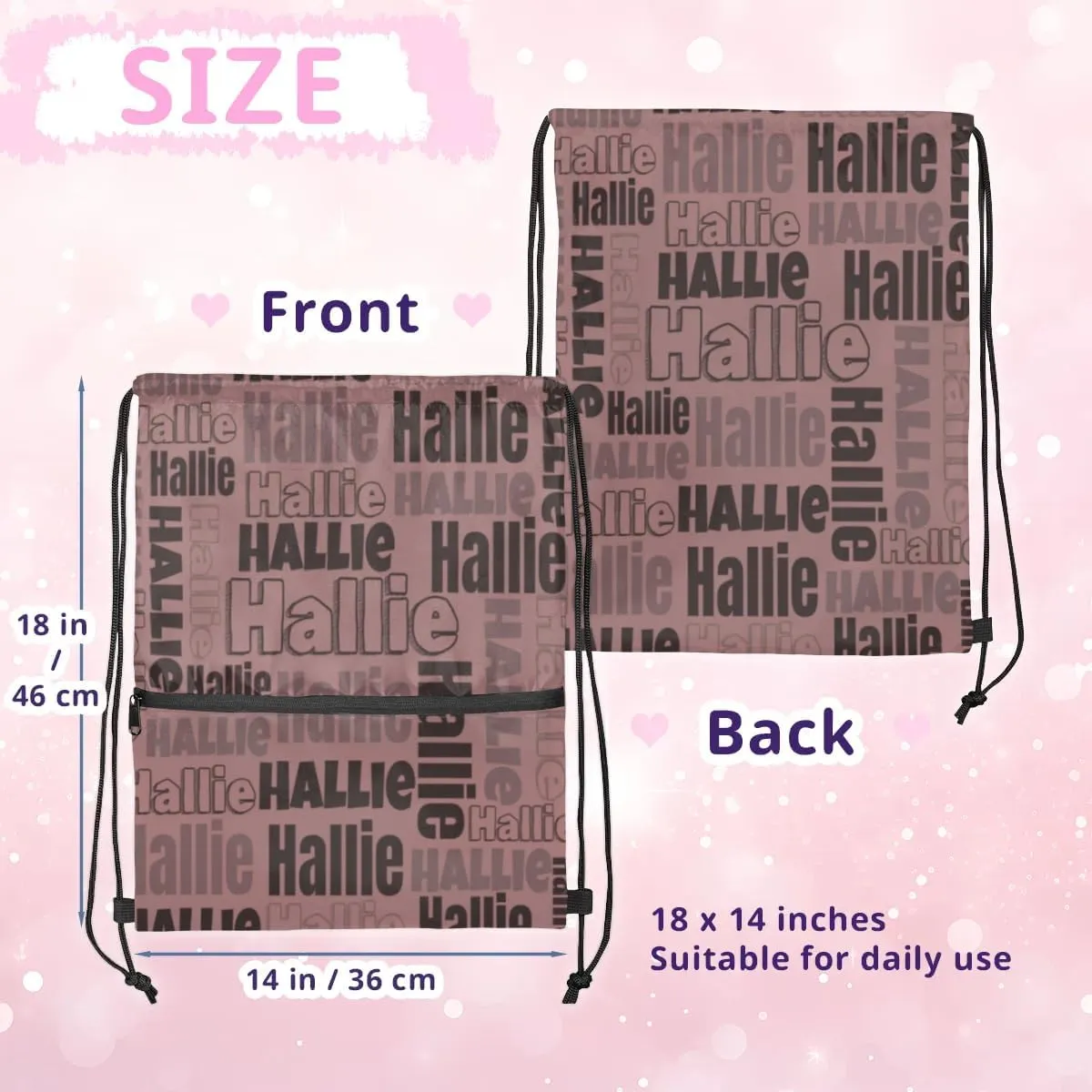 Personalized Drawstring Bags Drawstring Backpack for Kids, Small Gym Drawstring Bags for Gymnastics Sport Hiking Brown Red