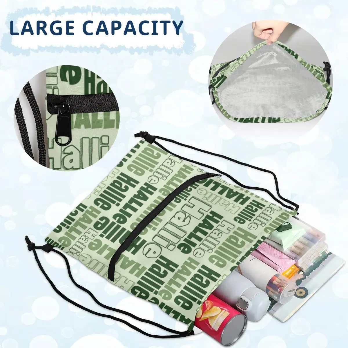 Personalized Drawstring Bags Drawstring Backpack for Kids, Small Gym Drawstring Bags for Gymnastics Sport Hiking Deep Green