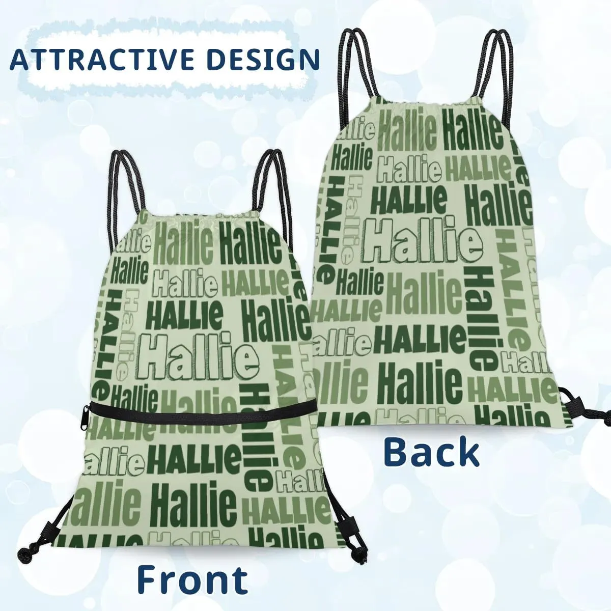 Personalized Drawstring Bags Drawstring Backpack for Kids, Small Gym Drawstring Bags for Gymnastics Sport Hiking Deep Green