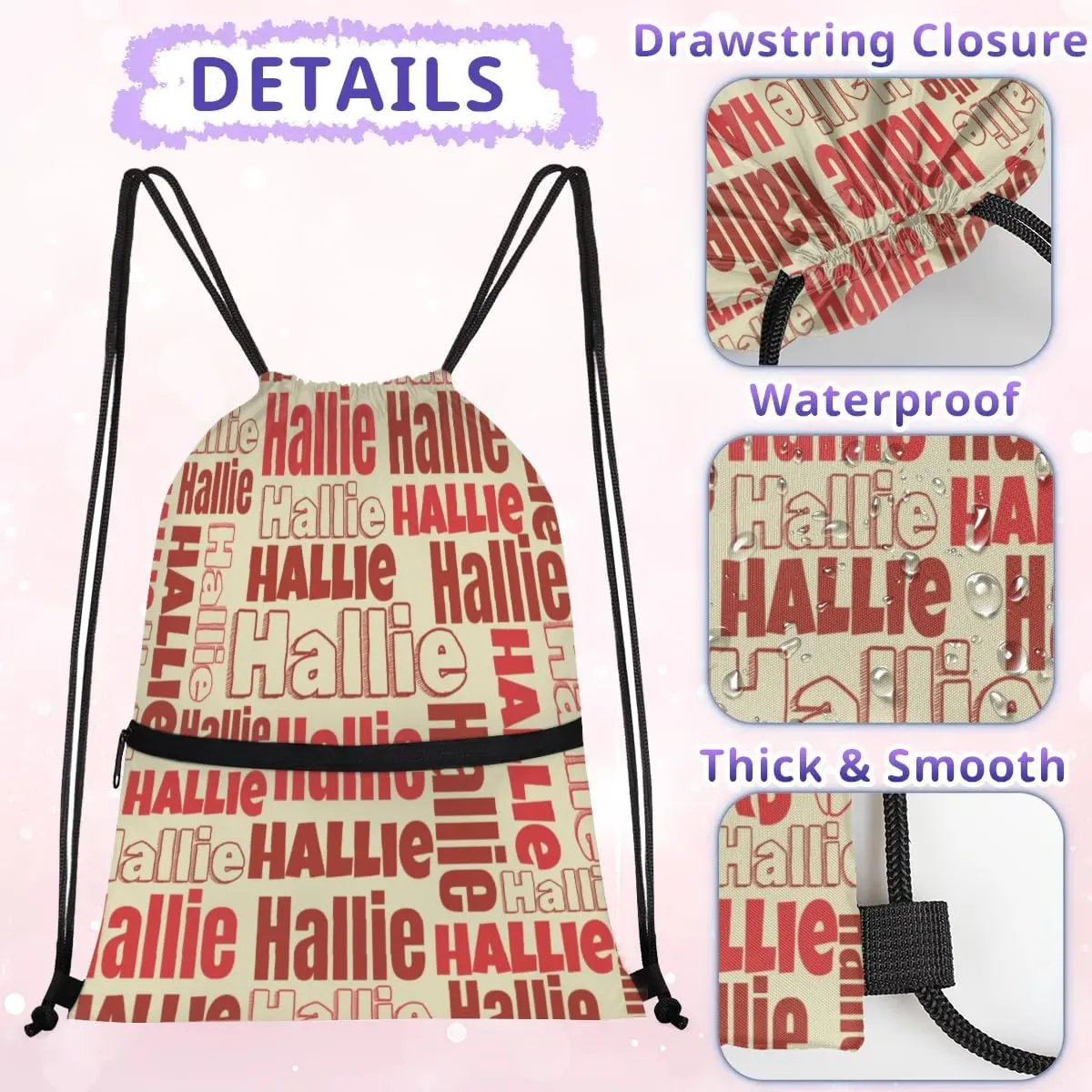 Personalized Drawstring Bags Drawstring Backpack for Kids, Small Gym Drawstring Bags for Gymnastics Sport Hiking Red