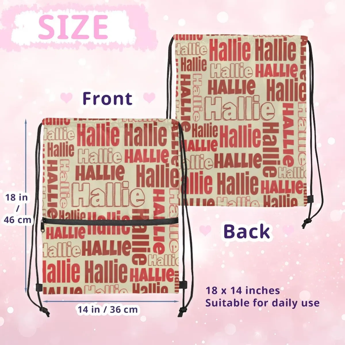 Personalized Drawstring Bags Drawstring Backpack for Kids, Small Gym Drawstring Bags for Gymnastics Sport Hiking Red