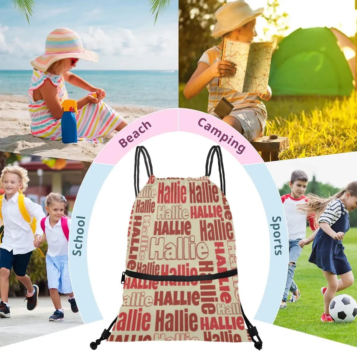 Personalized Drawstring Bags Drawstring Backpack for Kids, Small Gym Drawstring Bags for Gymnastics Sport Hiking Red