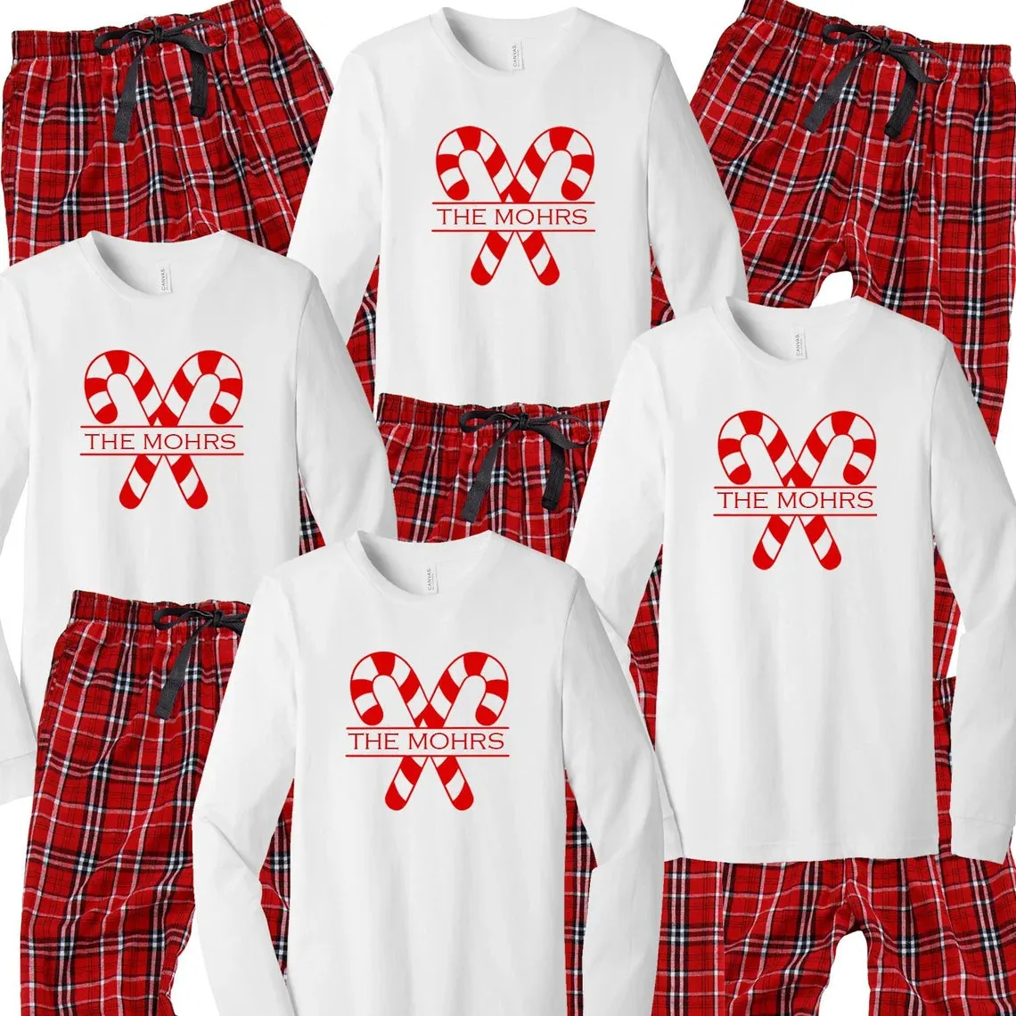 Personalized Matching Family Pajamas - Candy Cane Lane