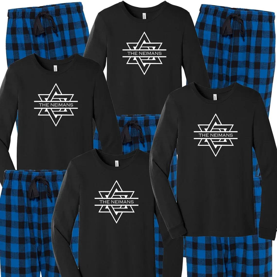 Personalized Matching Star of David Hanukkah Pajamas