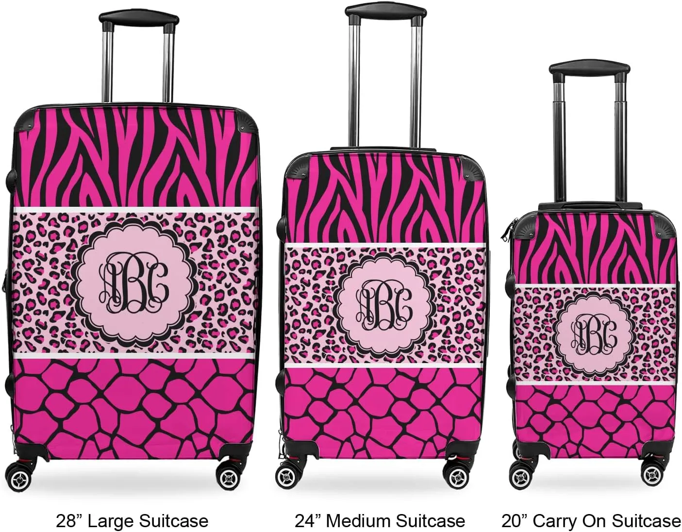 Personalized Triple Animal Print Suitcase - 20" Carry On