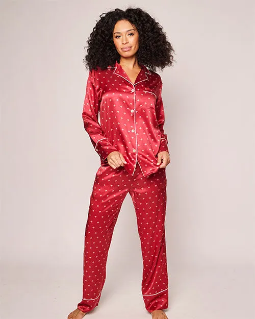 PETITE PLUME | Women's Silk Pajama Set | Bordeaux Art Nouveau