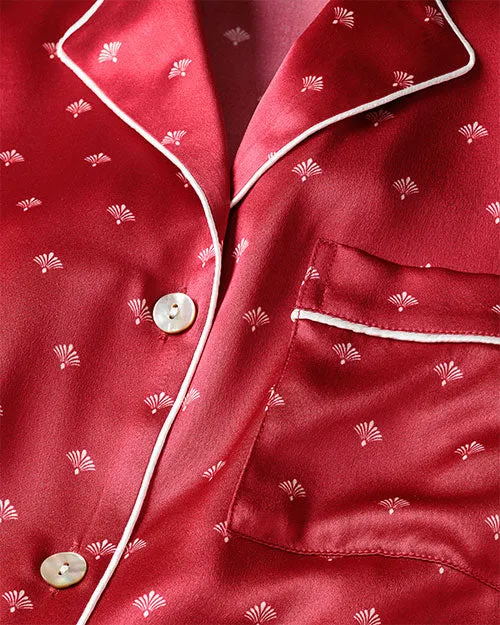 PETITE PLUME | Women's Silk Pajama Set | Bordeaux Art Nouveau