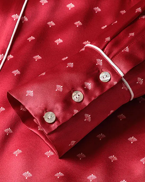 PETITE PLUME | Women's Silk Pajama Set | Bordeaux Art Nouveau