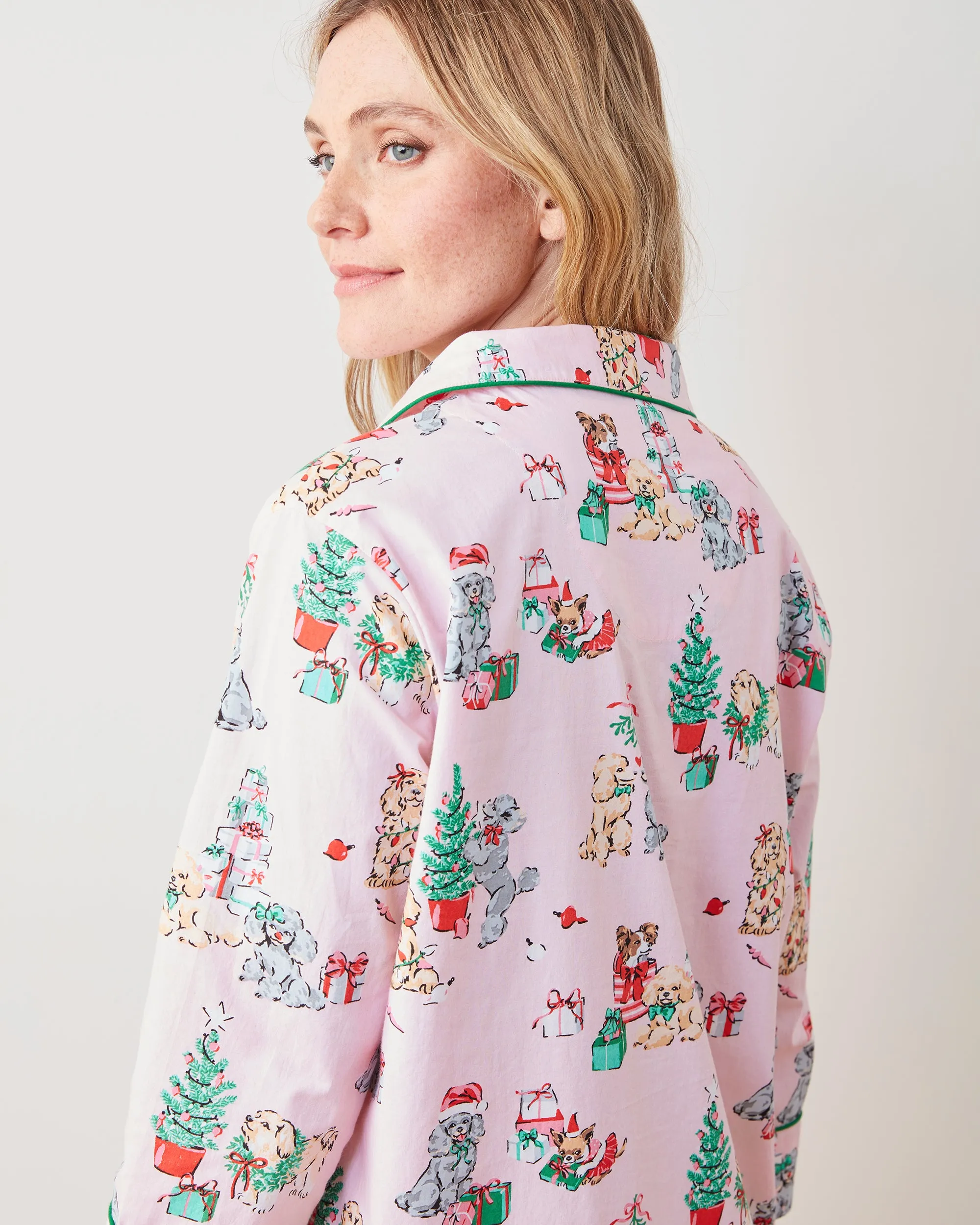 PF x The Hiltons Christmas Poodle Party - Sleep Shirt - Rose