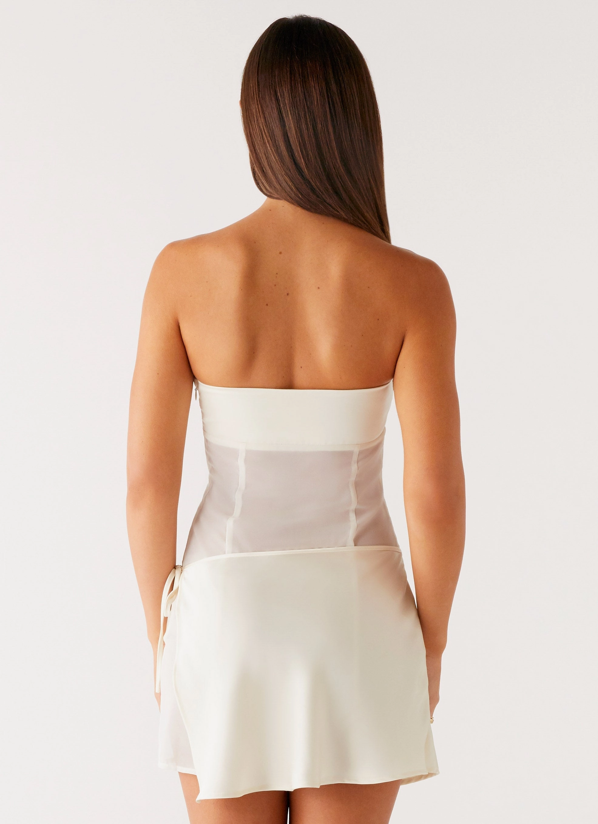Philomena Mini Dress - Off White Off-Shoulder Floating Shape
