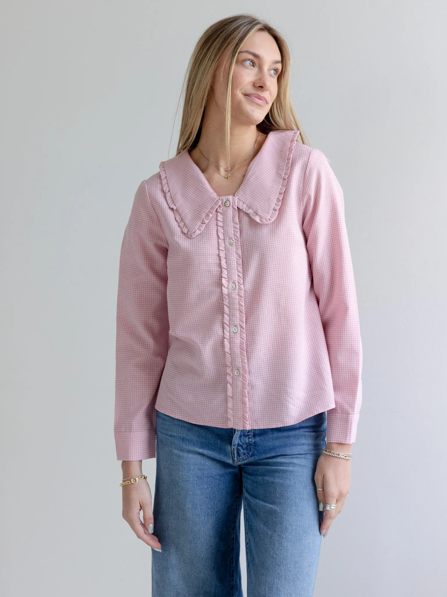 Phoebe Gingham Collared Blouse NonToxicCoating