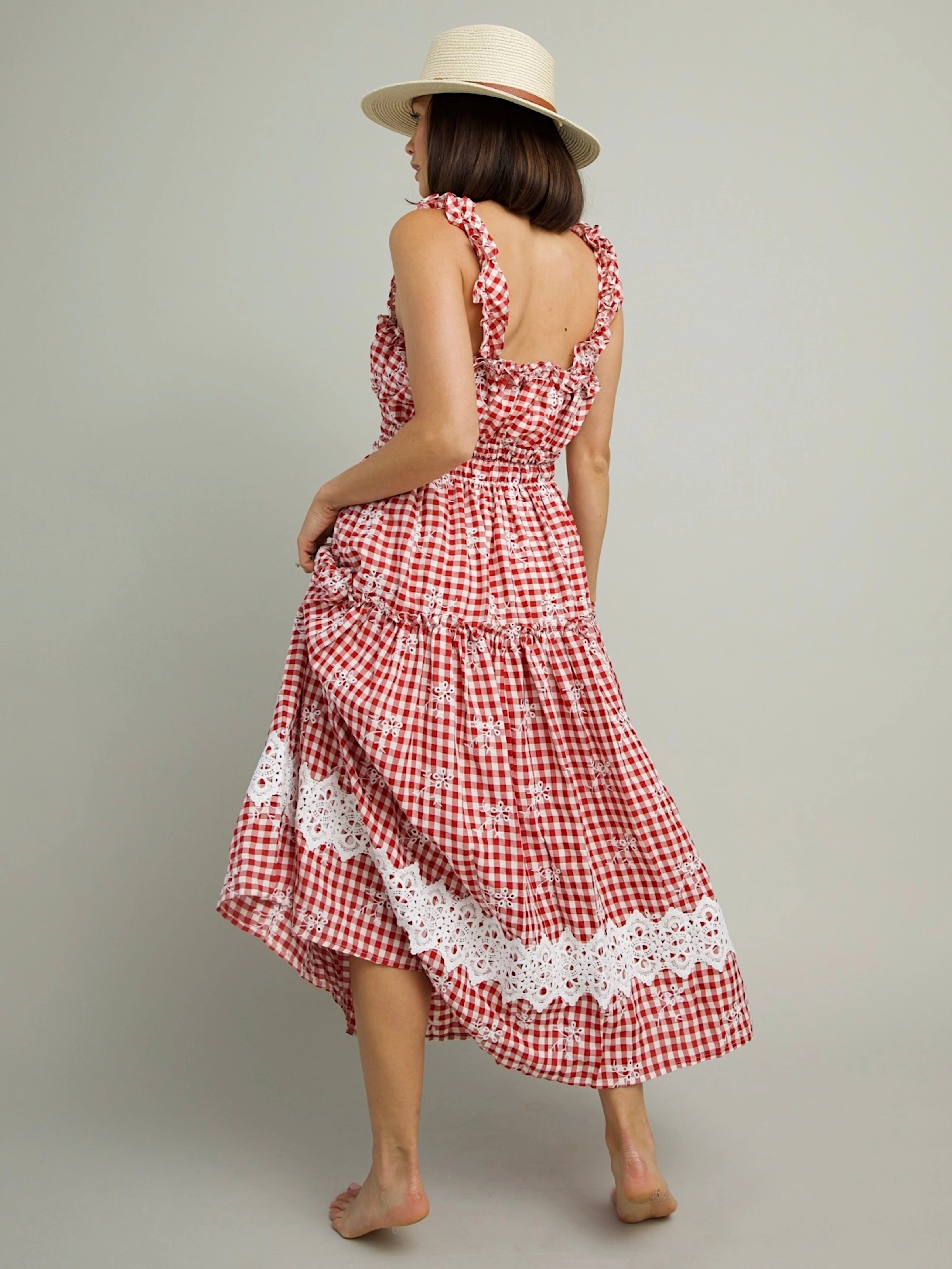 Picnic Plaid Dress Flowy Cut