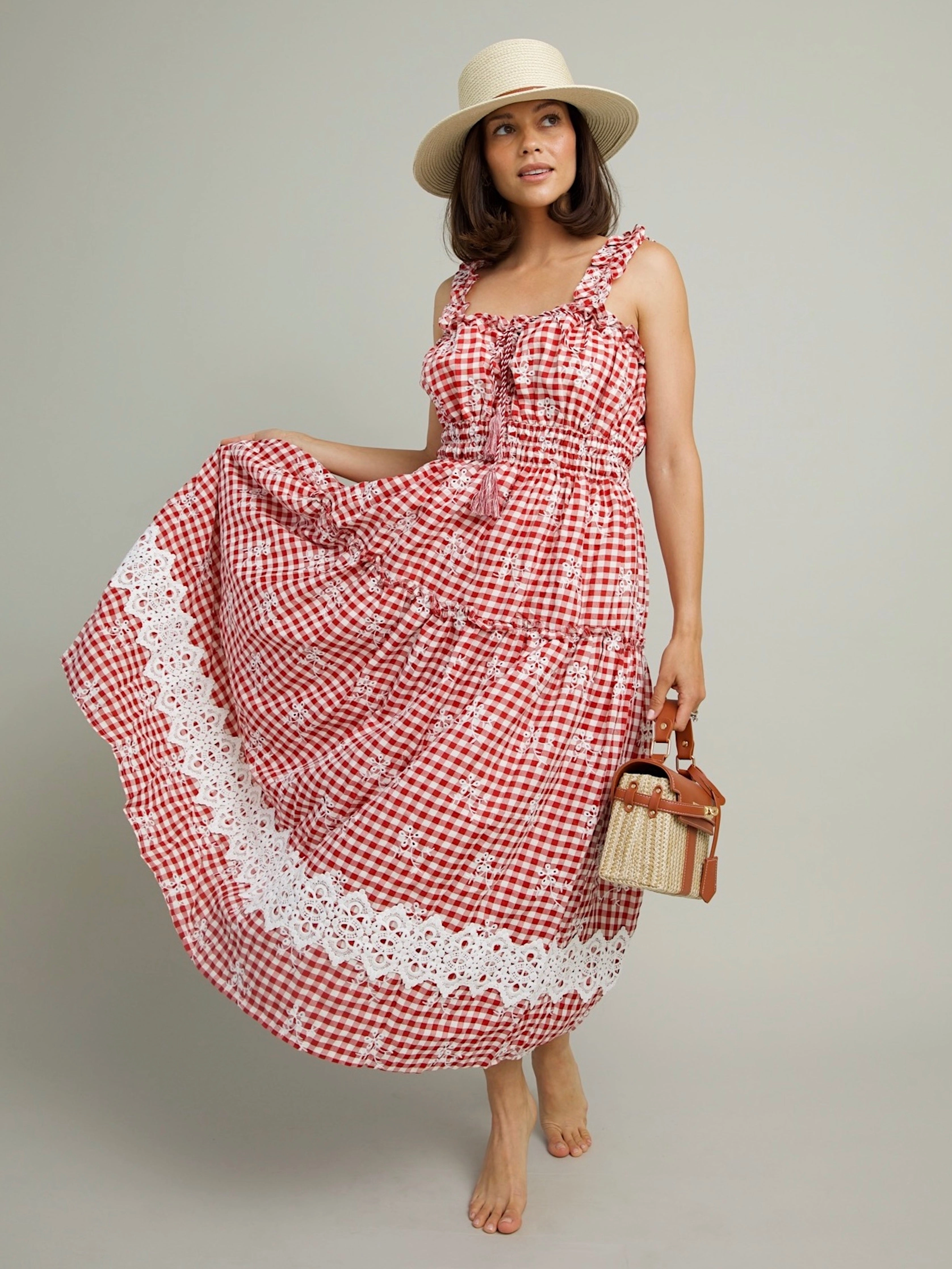 Picnic Plaid Dress Silky-Lining