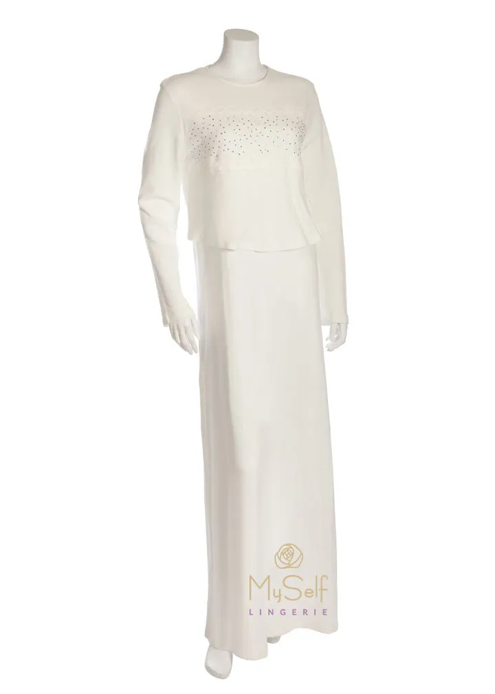 Pierre Balmingo Paris White Nursing Nightgown with White Lace Trim