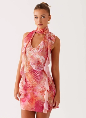 Editorial Look Tanner Mini Dress - Flamingo Fling