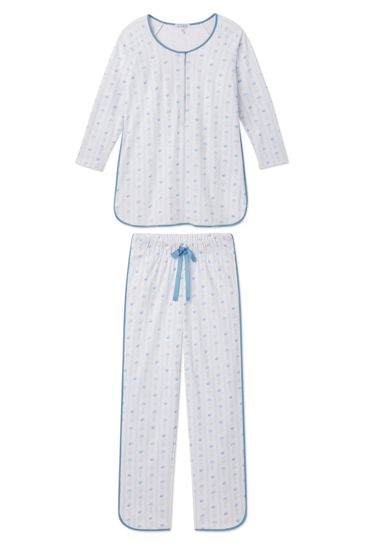 Pima Maternity Long-Long Set in Serene Blue Watercolor Stems