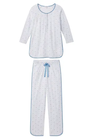 Pima Maternity Long-Long Set in Serene Blue Watercolor Stems