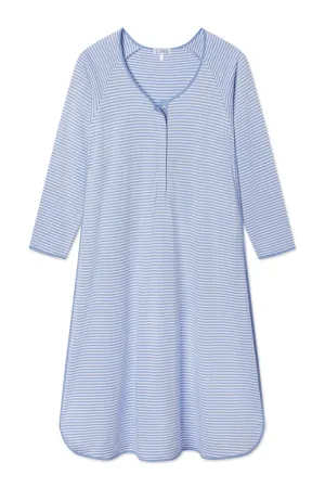 Pima Maternity Long Sleeve Nightgown in Hydrangea
