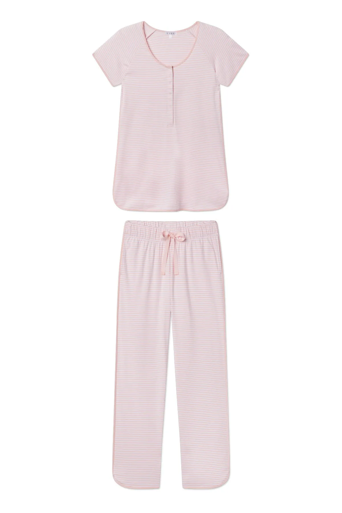 Pima Maternity Short-Long Set in English Rose Stripe