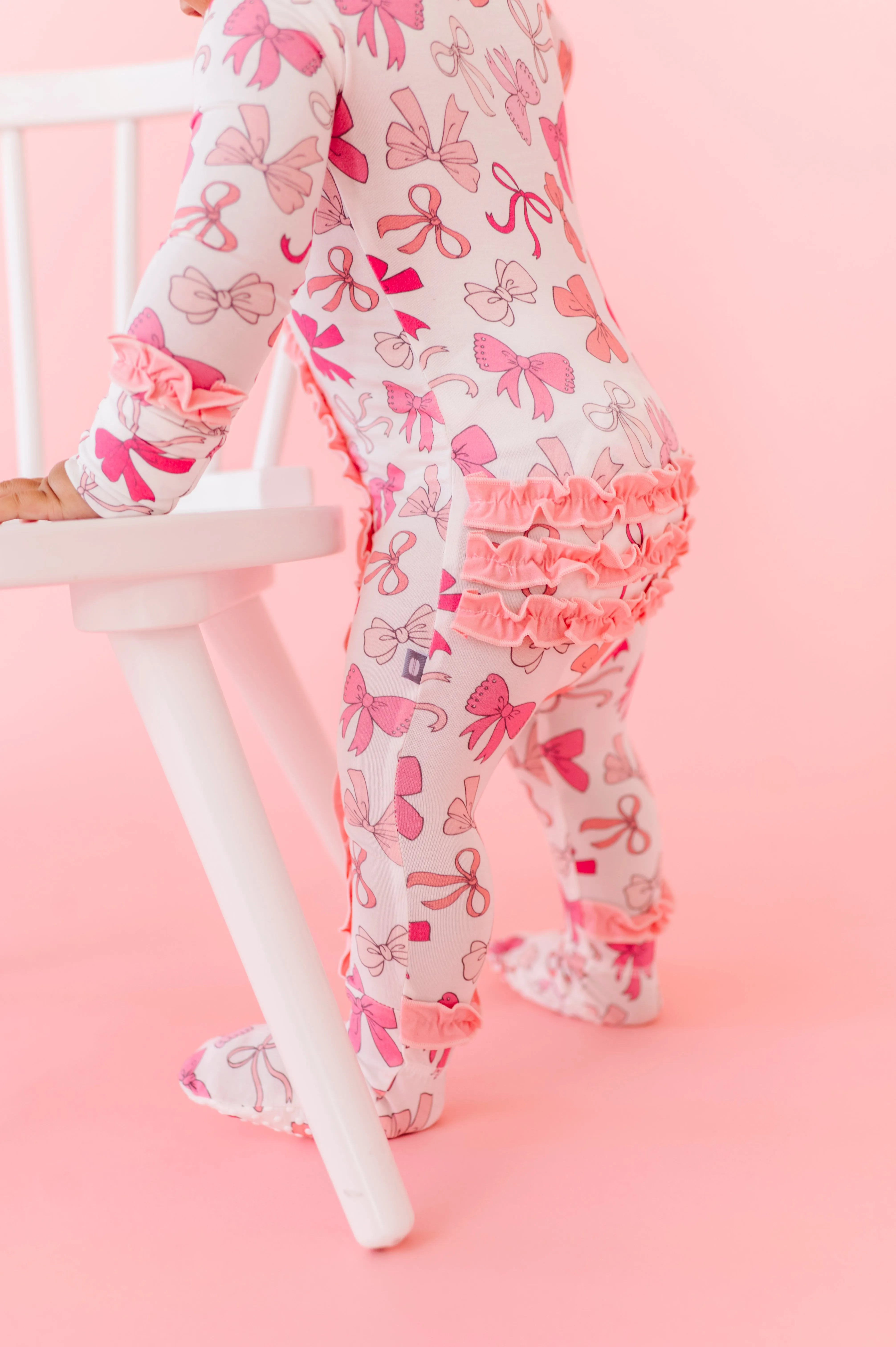 Pink Bows Ruffle Footsie