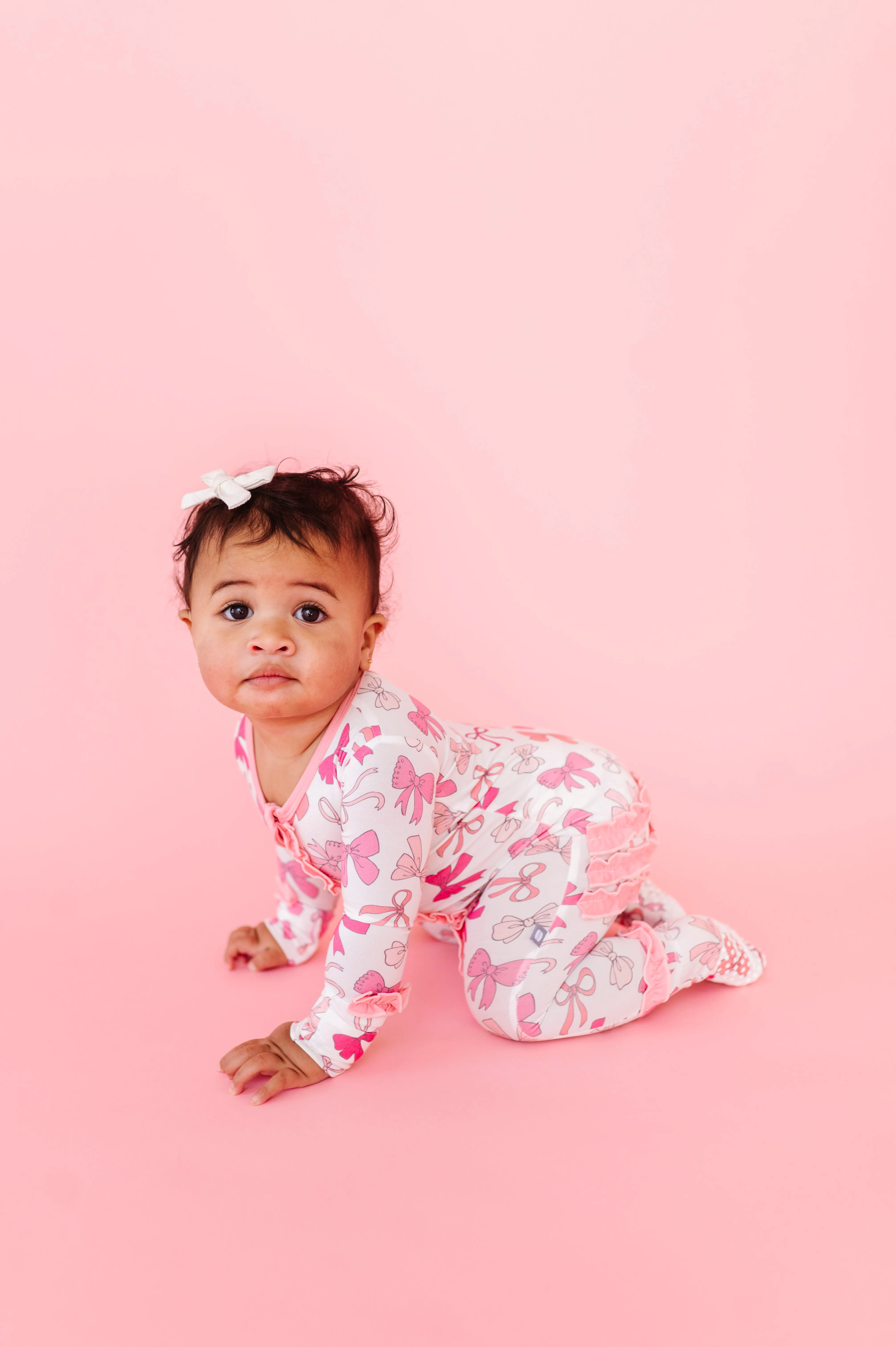 Pink Bows Ruffle Footsie