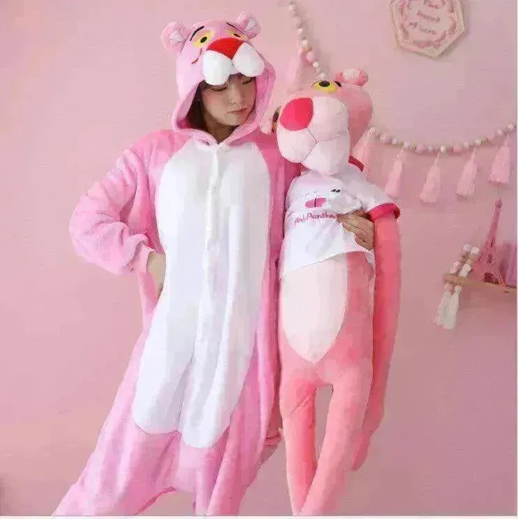Pink cartoon one-piece pajamas