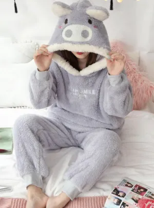 PINK CUTE PIG PYJAMAS LONG SLEEVE NIGHTWEAR