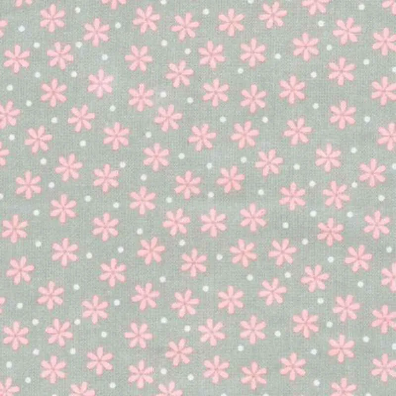 Pink Daisy on Grey FLANNEL, Cozy Cotton Flannel