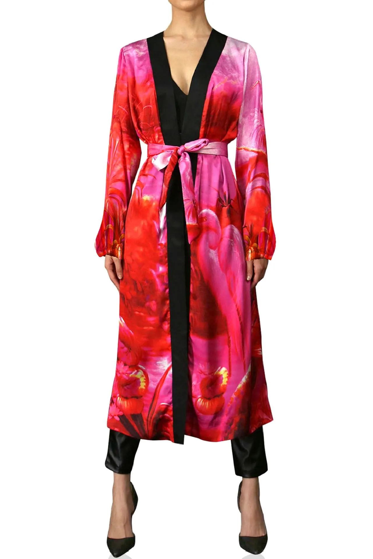 Pink Long Silk Robe