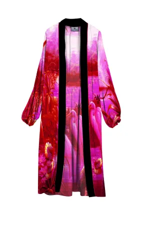 Pink Long Silk Robe