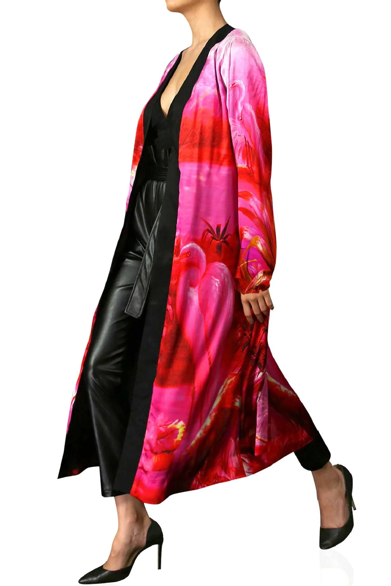 Pink Long Silk Robe