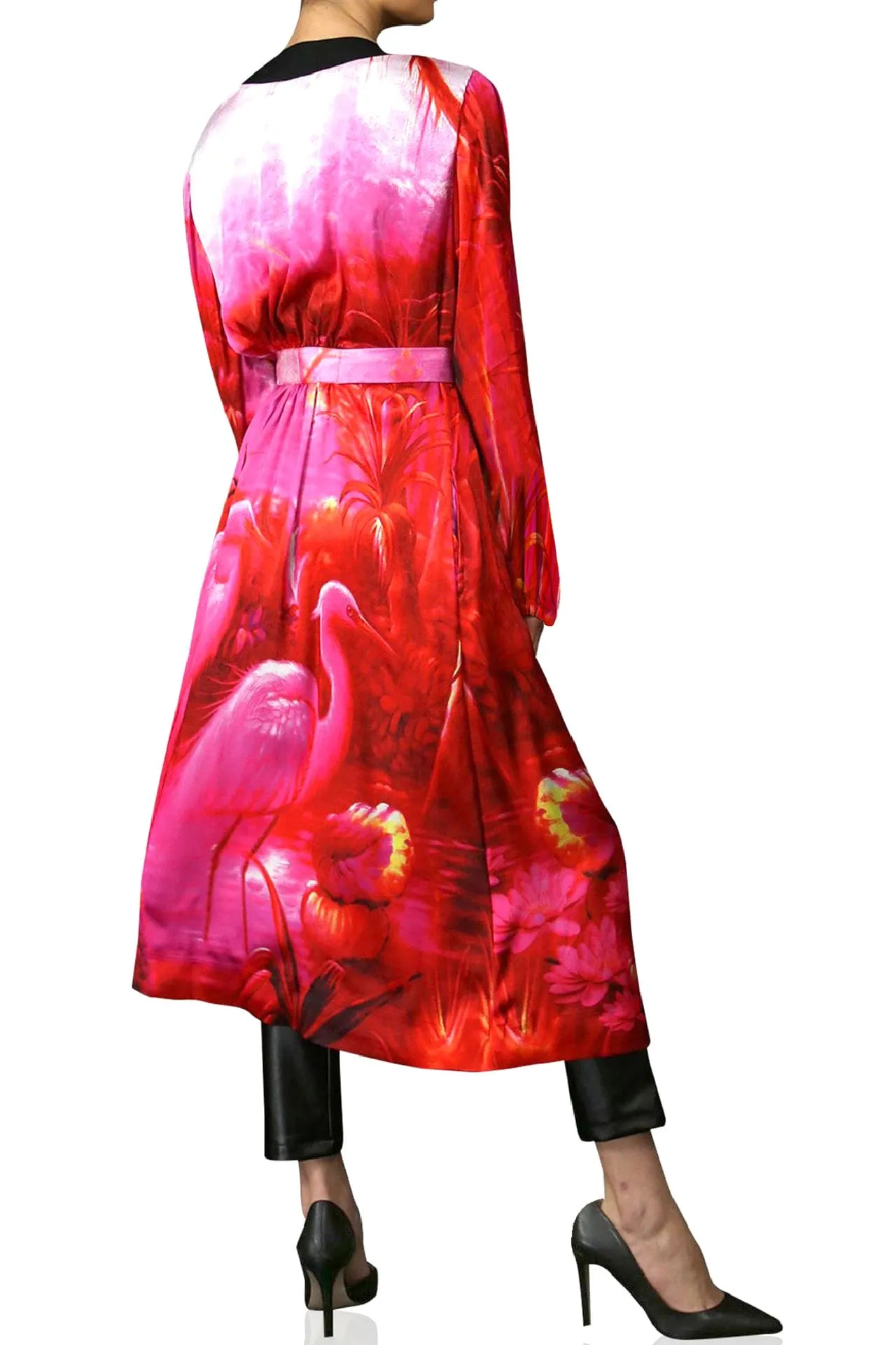 Pink Long Silk Robe