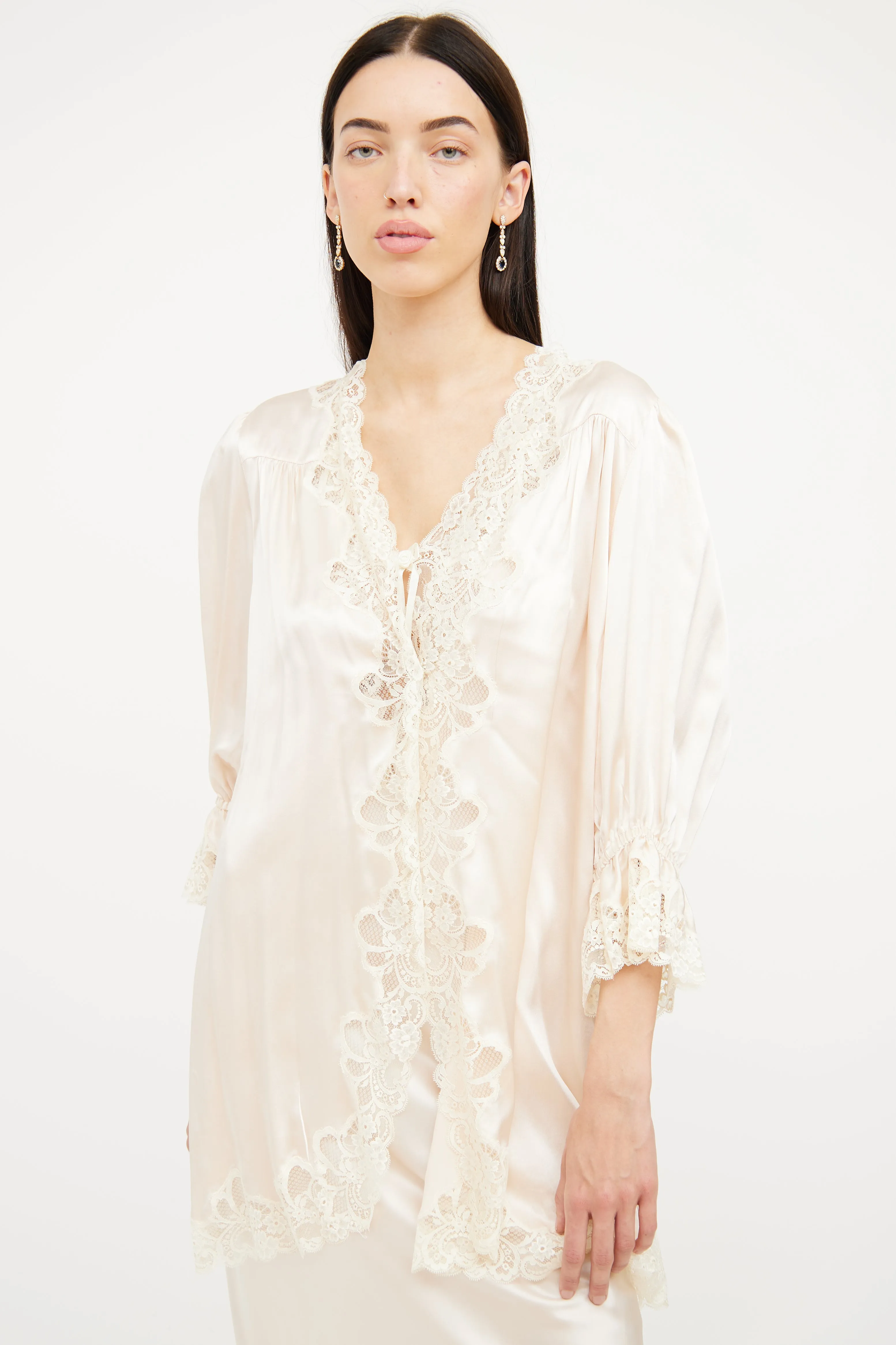 Pink Silk & Lace Dress Set