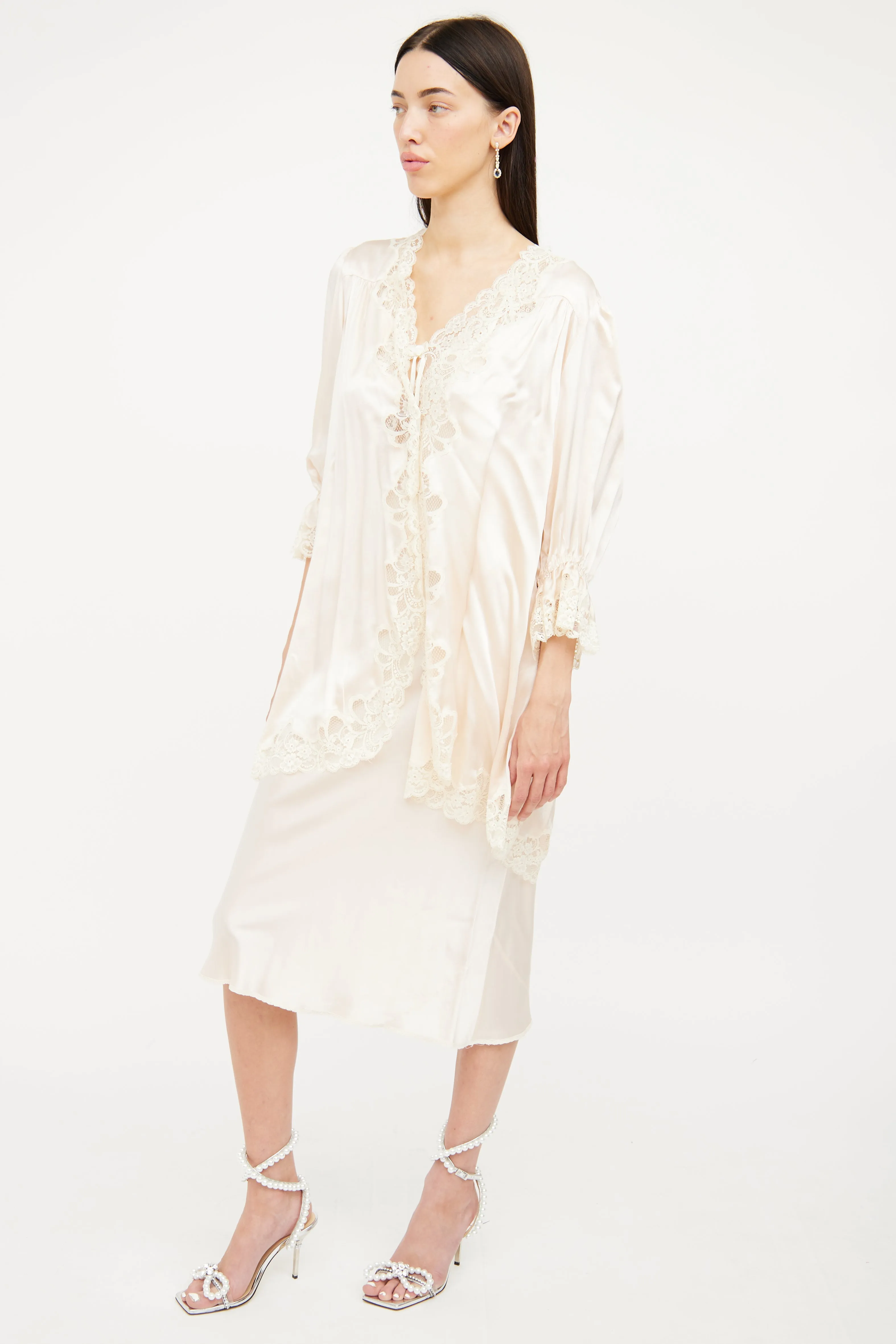 Pink Silk & Lace Dress Set