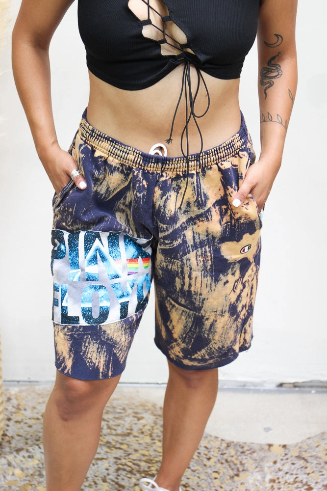 Pink Floyd Acid Wash Sweat Shorts Stain Release Finish Balanced Fit