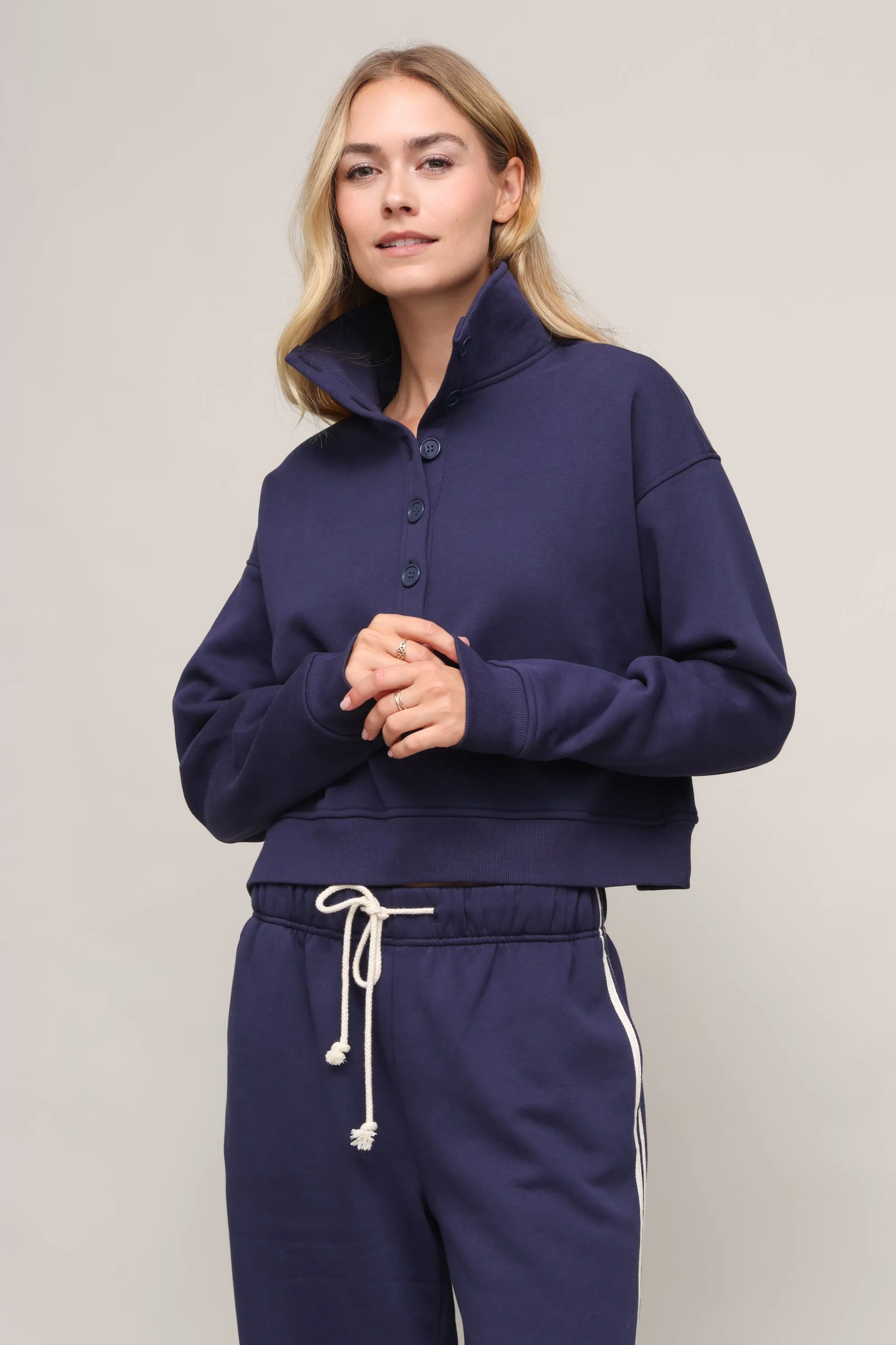 Line Up Button Henley Sweatshirt LowImpact Dye Process