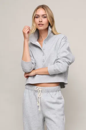 Ribbed Hem NonIrritatingTags Line Up Button Henley Sweatshirt