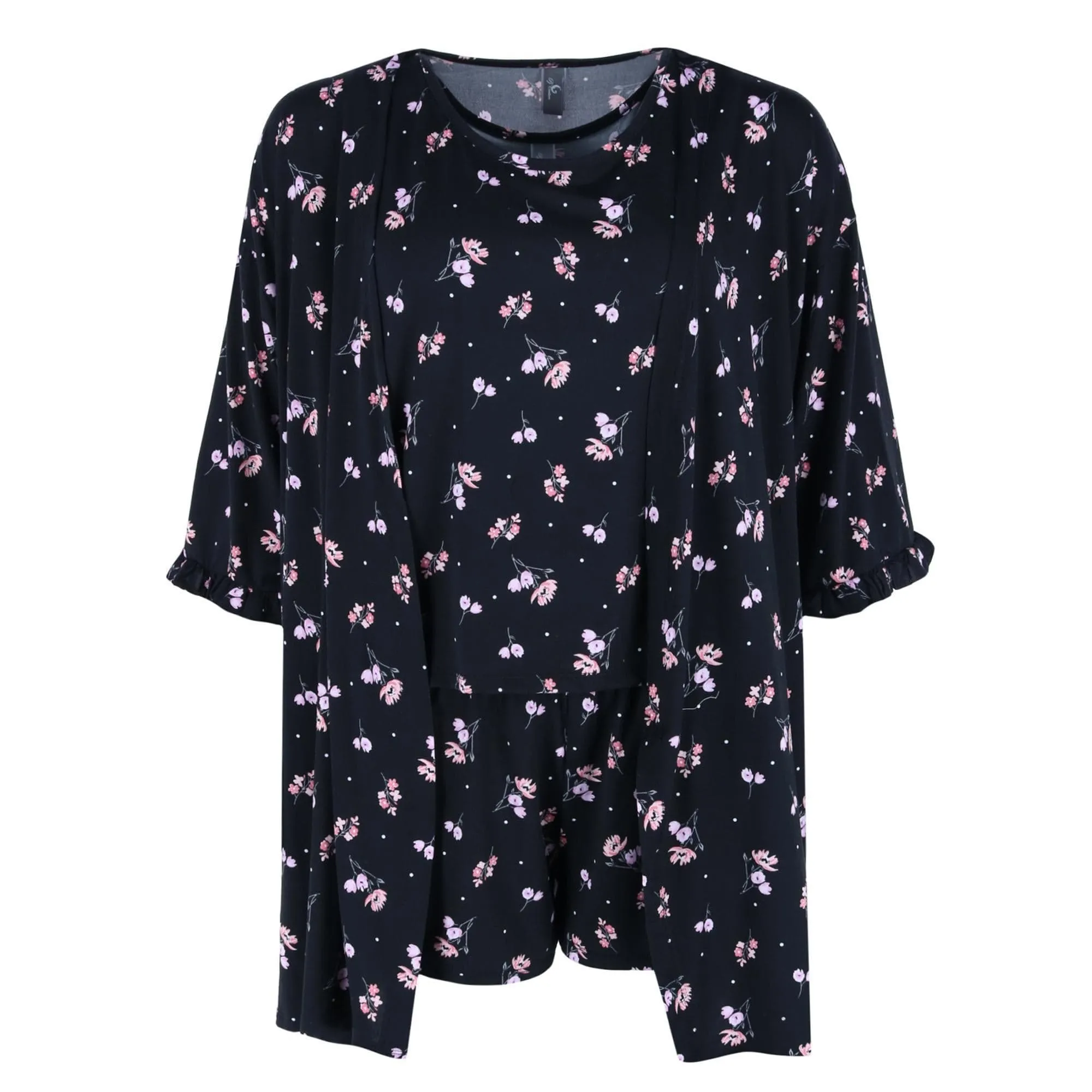 PJ Couture Women's Tank Top and Shorts with Robe Sleep Set