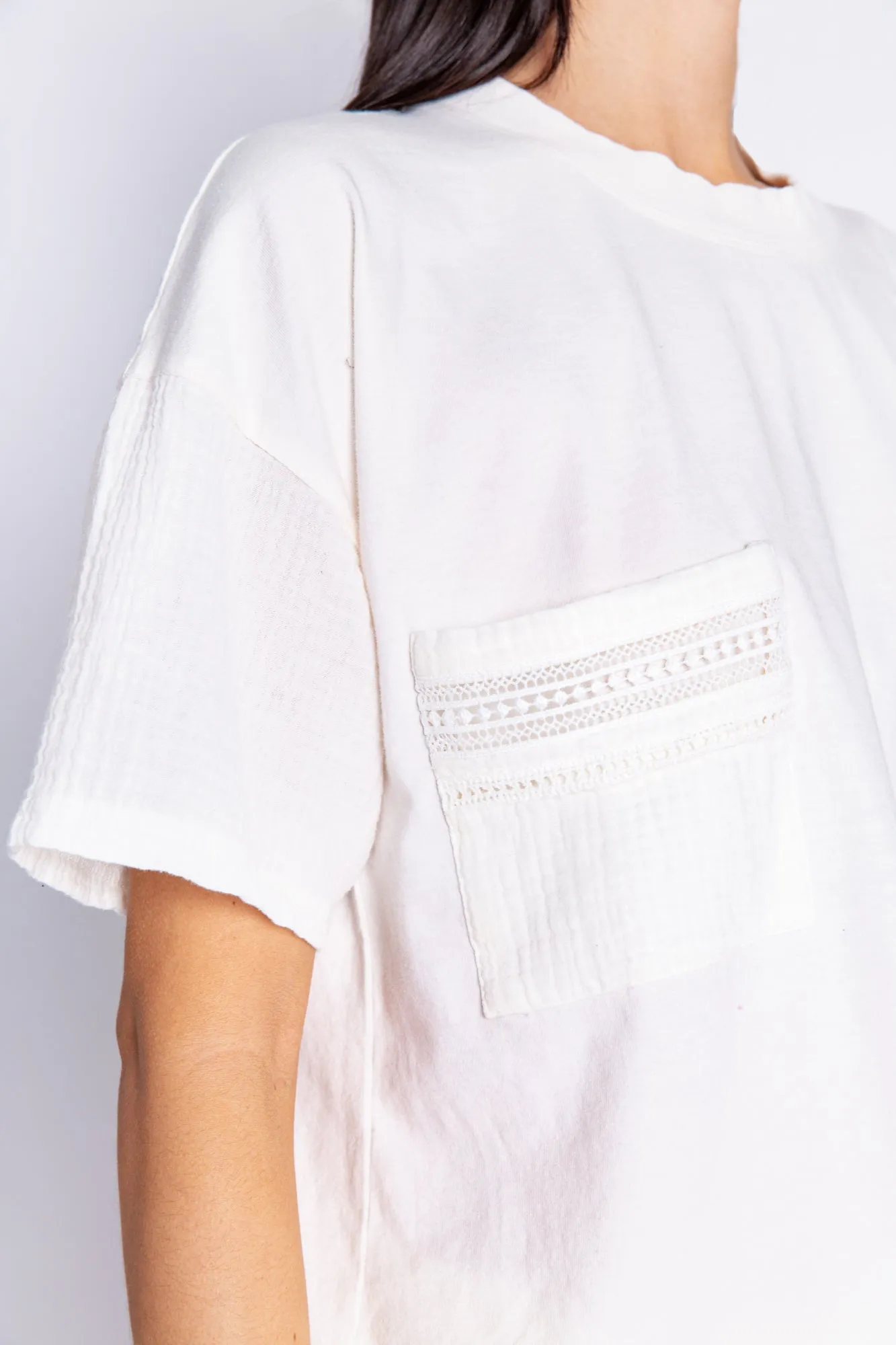 PJ Salvage Gauzin' Around Solid Short Sleeve Tee- Ivory