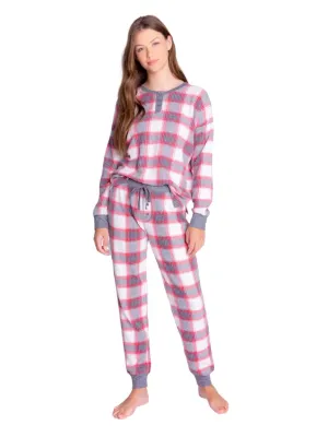 PJ Salvage Ski Jammie Classics Plaid PJ Set- Red