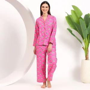 PJ Set Pink Tiger Print Pajama Sets for Women