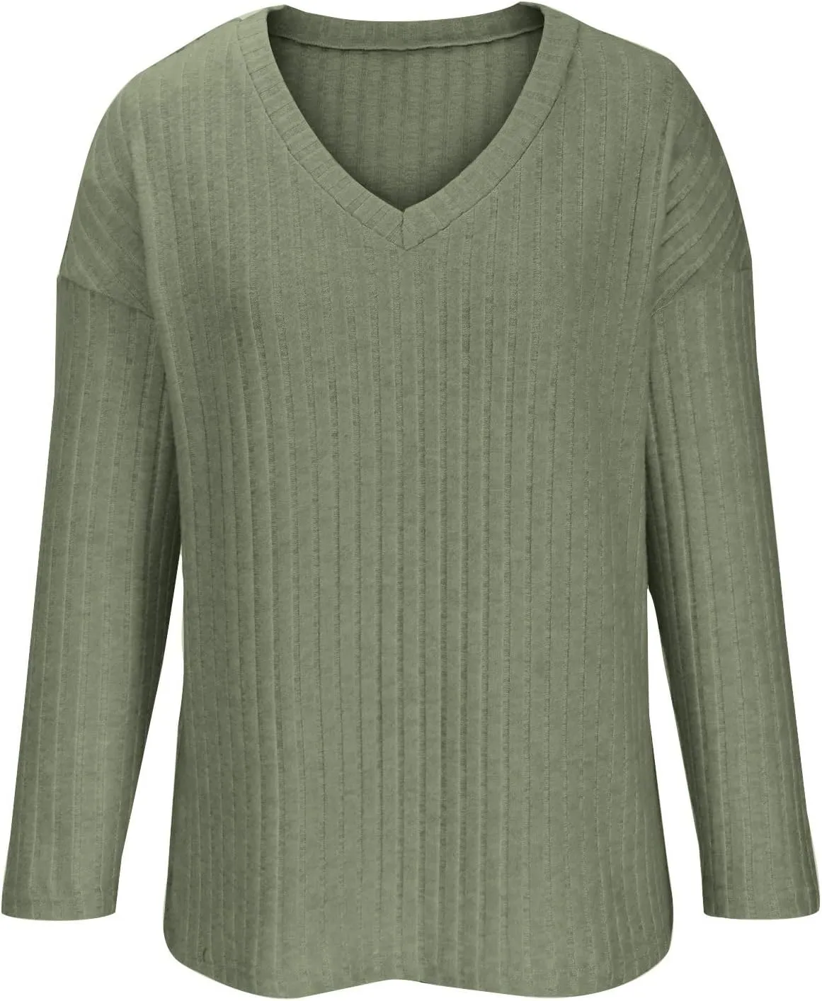 Pj Sets For Woman Fashion Solid Color Knitted V Neck Long Sleeved Casual Trousers Suit Long Sleeved V Neck Top Set