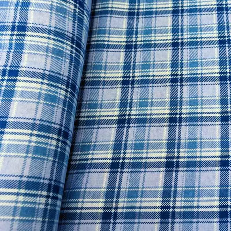 Plaid FLANNEL, Blue and White Plaid FLANNEL fabric