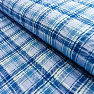 Plaid FLANNEL, Blue and White Plaid FLANNEL fabric