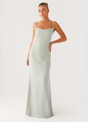 Yves Maxi Dress - Mint polka-dot