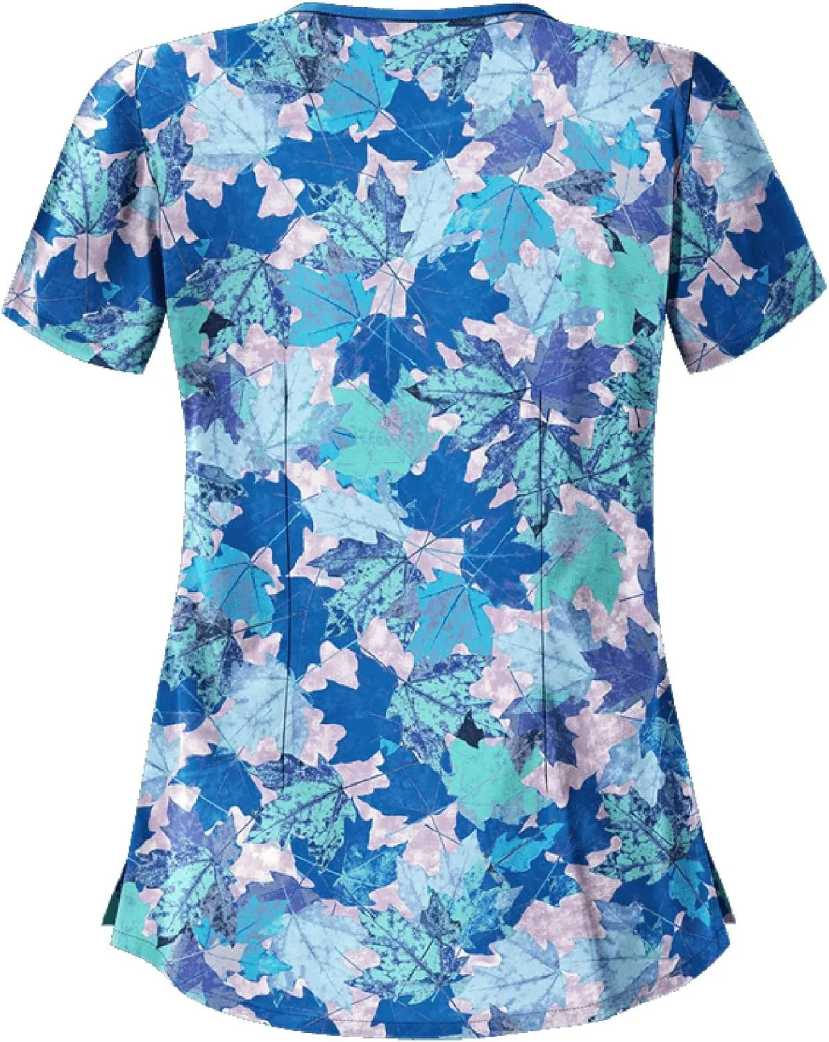 Plus Size Scrubs for Women 2024 Medical Uniform V Neck Short Sleeve Printed Nurse Work Tunic Tops with Pockets